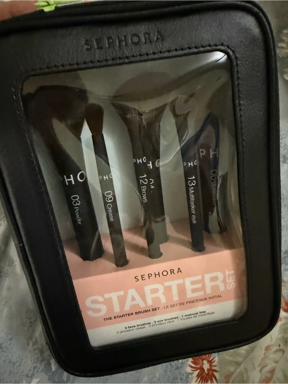 Sephora Black Brush Set with Pink Starter Label